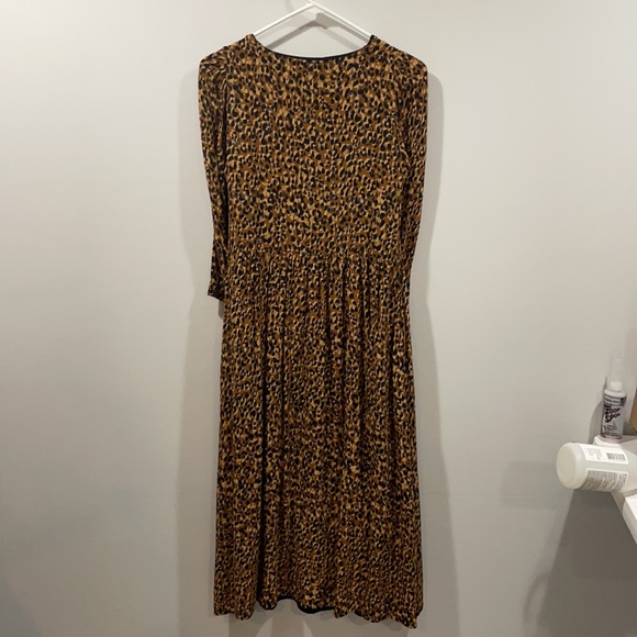Zara cheetah print button down maxi dress quarter length sleeve super cute sz M - Picture 6 of 6